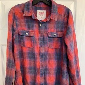 Mossimo Supply Plaid Flannel Boho Button Shirt L